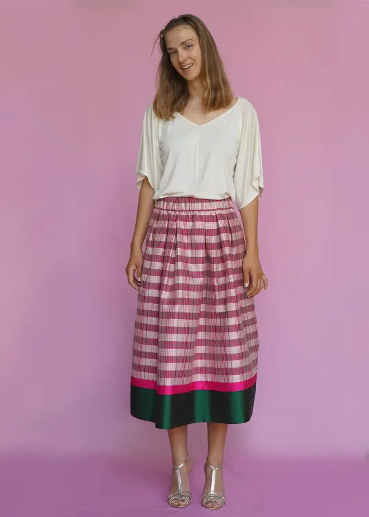 Spódnica z tafty w kratkę