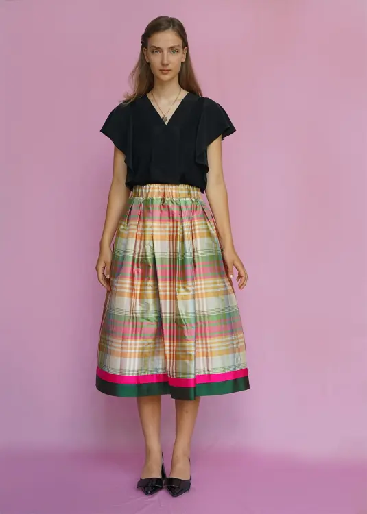 Spódnica z tafty w kratkę jasną