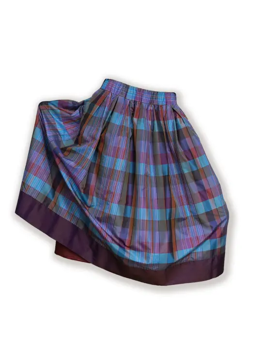 Spódnica z tafty w kratkę niebieską